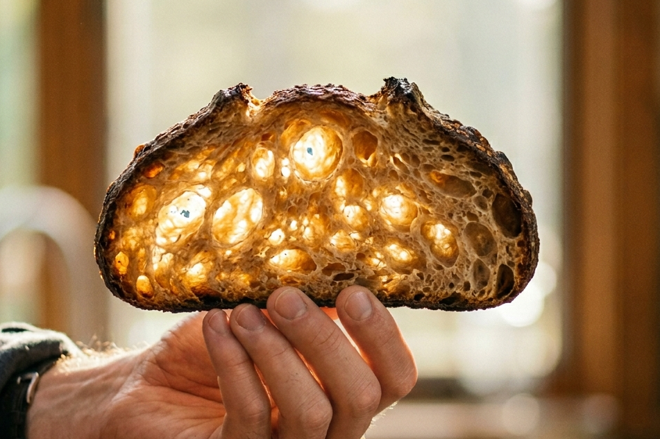 mie aérée pain au levain hydratation